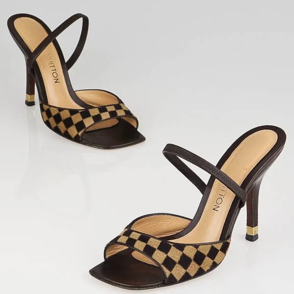 LOUIS VUITTON
Damier Sauvage Pony Hair Open Toe Mules